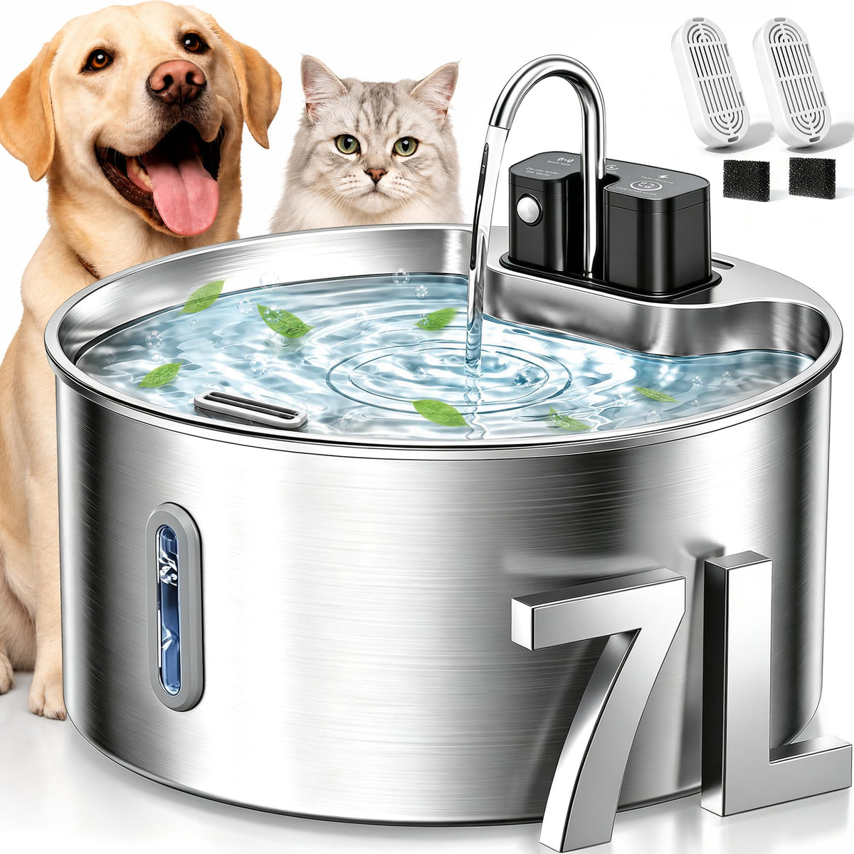 Hundetrinkbrunnen aus Edelstahl, 4 l oder 7 l – Produktansicht 8