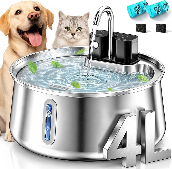 Hundetrinkbrunnen aus Edelstahl, 4 l oder 7 l