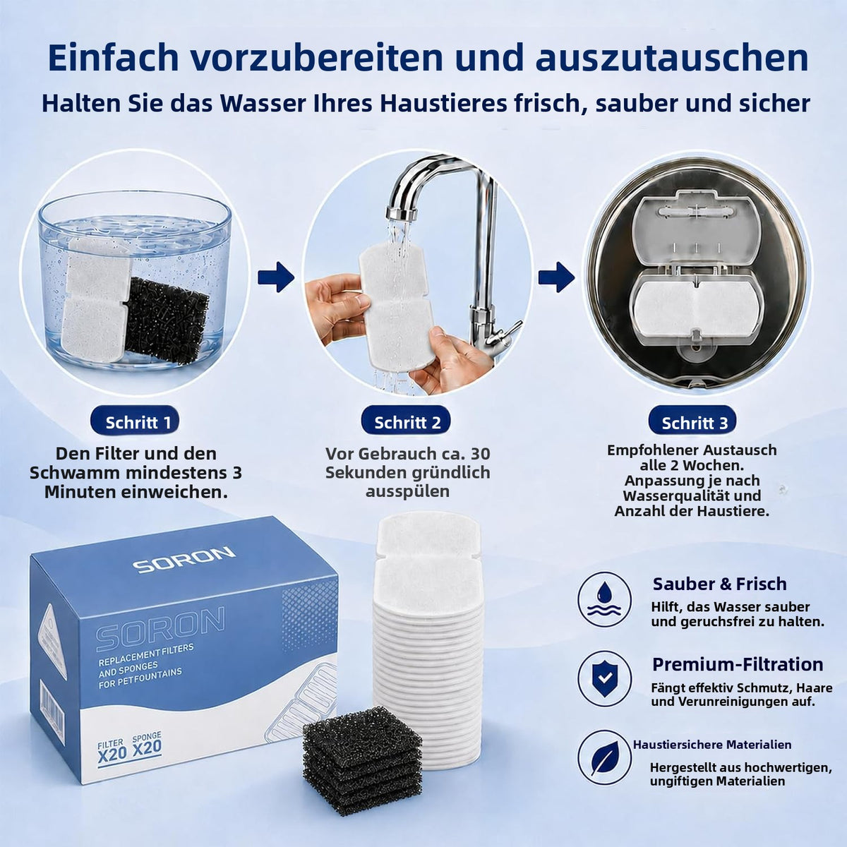 Ersatzfilter für Katzenbrunnen im 16er-Set – Produktansicht 4