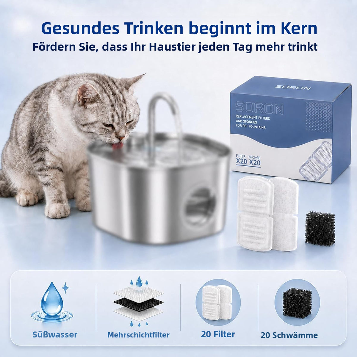 Ersatzfilter für Katzenbrunnen im 16er-Set – Produktansicht 5