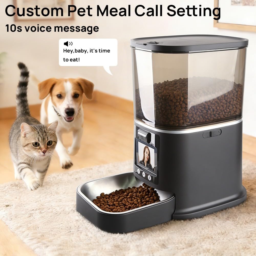 Automatic Cat Feeder with Camera Two-Way Video/Autio 5G WiFi, 5L | 3MP HD, Custom Voice, APP Control Automatic Dog Feeder with Night Vision, Cat Food Dispenser, Automatic Feeder Cat Dry Food