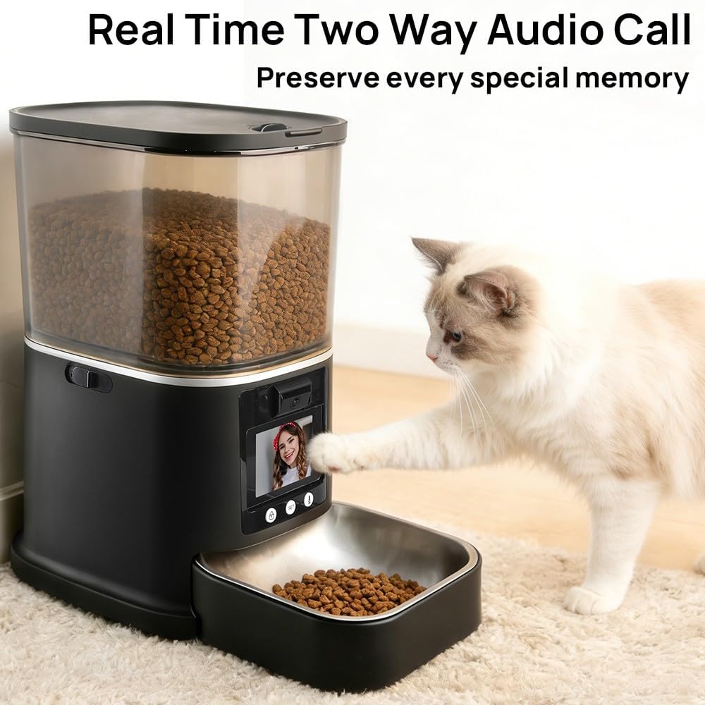 Automatic Cat Feeder with Camera Two-Way Video/Autio 5G WiFi, 5L | 3MP HD, Custom Voice, APP Control Automatic Dog Feeder with Night Vision, Cat Food Dispenser, Automatic Feeder Cat Dry Food