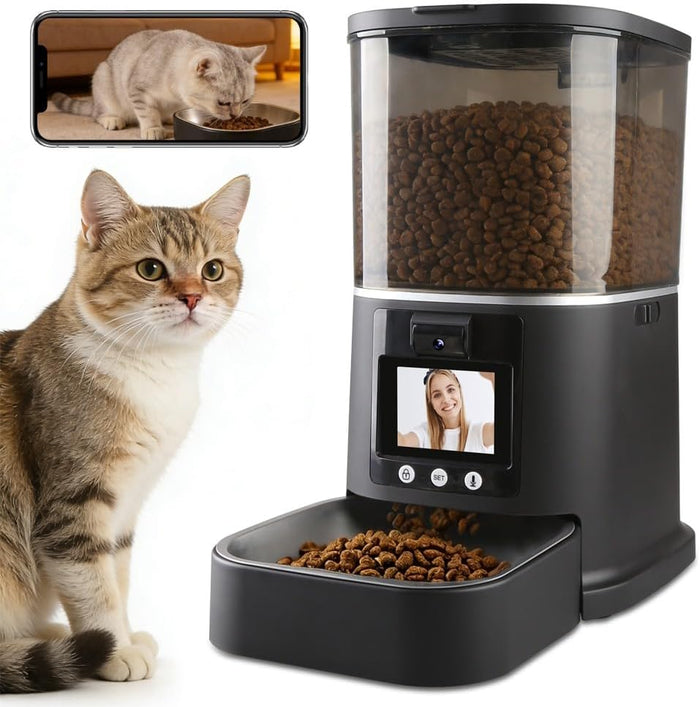 Automatischer Katzenfutterautomat mit Kamera – 5L, 5G WLAN, 3MP HD-Video & Nachtsicht