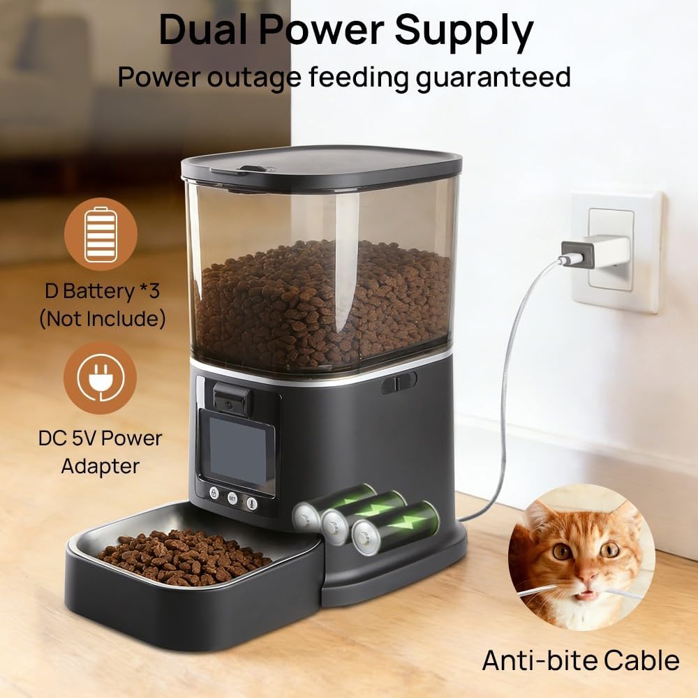 Automatic Cat Feeder with Camera Two-Way Video/Autio 5G WiFi, 5L | 3MP HD, Custom Voice, APP Control Automatic Dog Feeder with Night Vision, Cat Food Dispenser, Automatic Feeder Cat Dry Food