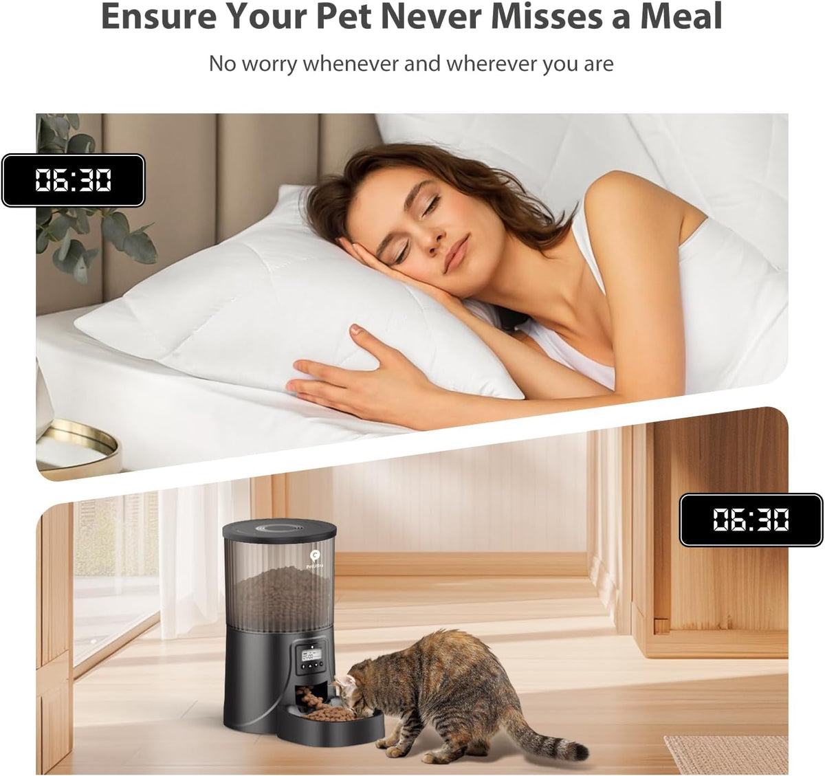 Automatic Cat Feeder: 4L Timed Cats Food Dispenser Programmable | Easy to Set, Dual Power, Precise Portion, Auto Pet Feeder with Desiccant Bag, Detachable Washable for Cats and Small Dog