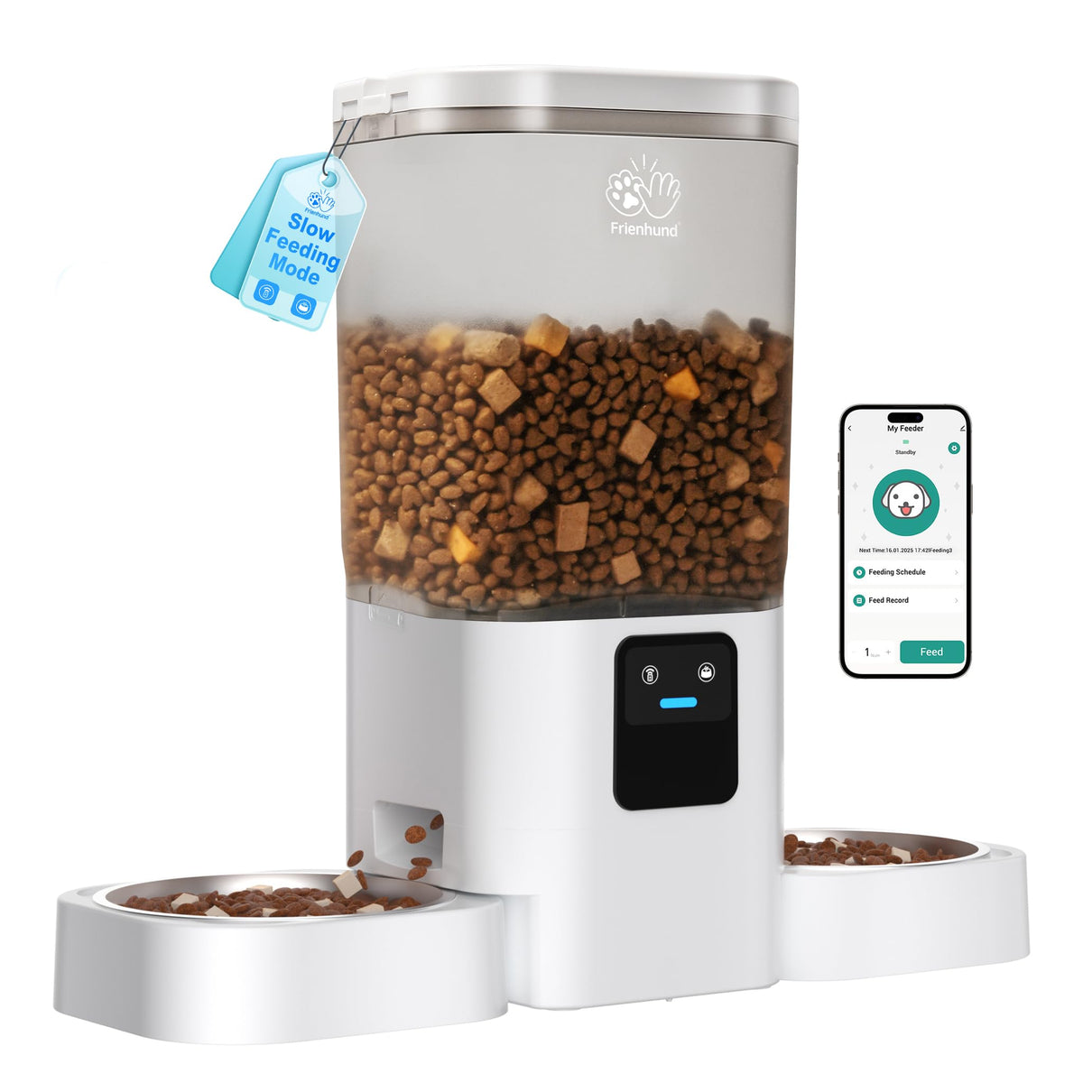 Frienhund Automatic Cat Feeder with 2K Camera: 5G WiFi Automatic Dog Feeder with Night Vision,Cat Food Dispenser with 7L Large Food Storage Container for Multiple Pet,Detachable for Easy Clean -29 Cup