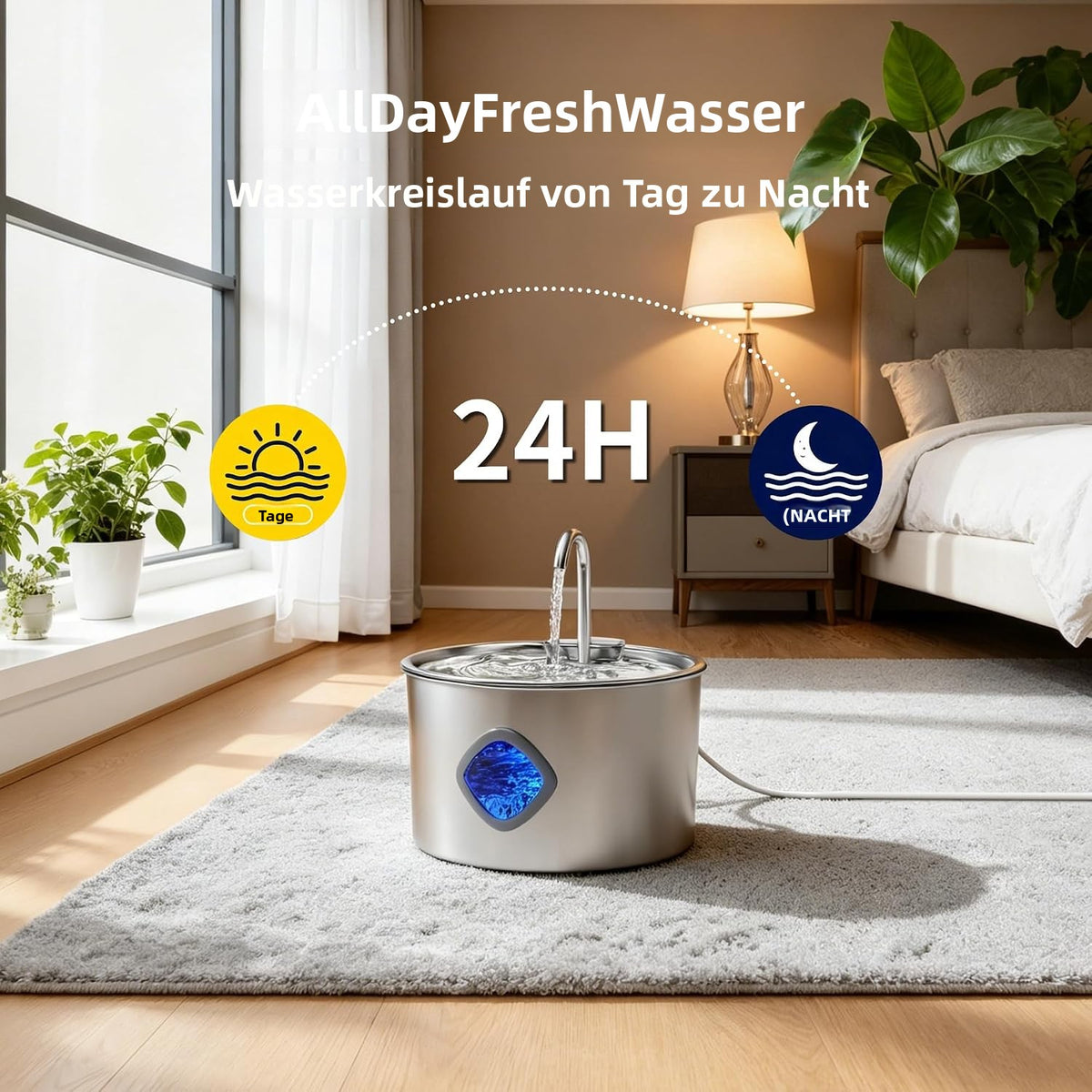 Edelstahl-Katzenbrunnen 3,2 L – Leiser Trinkbrunnen für Katzen & Hunde mit Filter