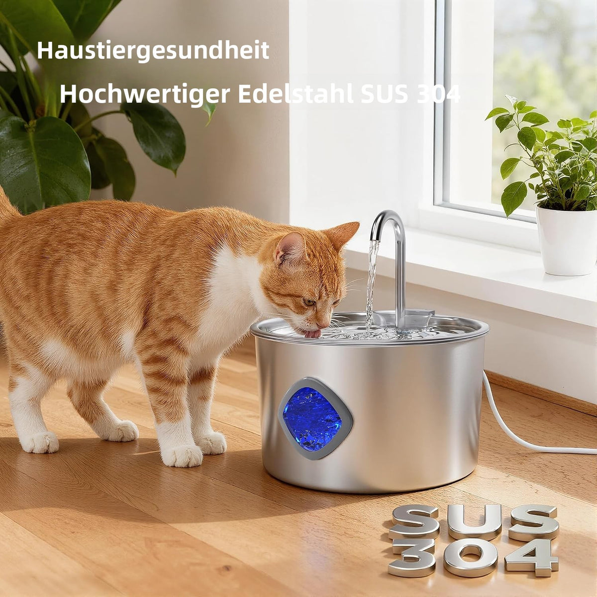 Edelstahl-Katzenbrunnen 3,2 L – Leiser Trinkbrunnen für Katzen & Hunde mit Filter