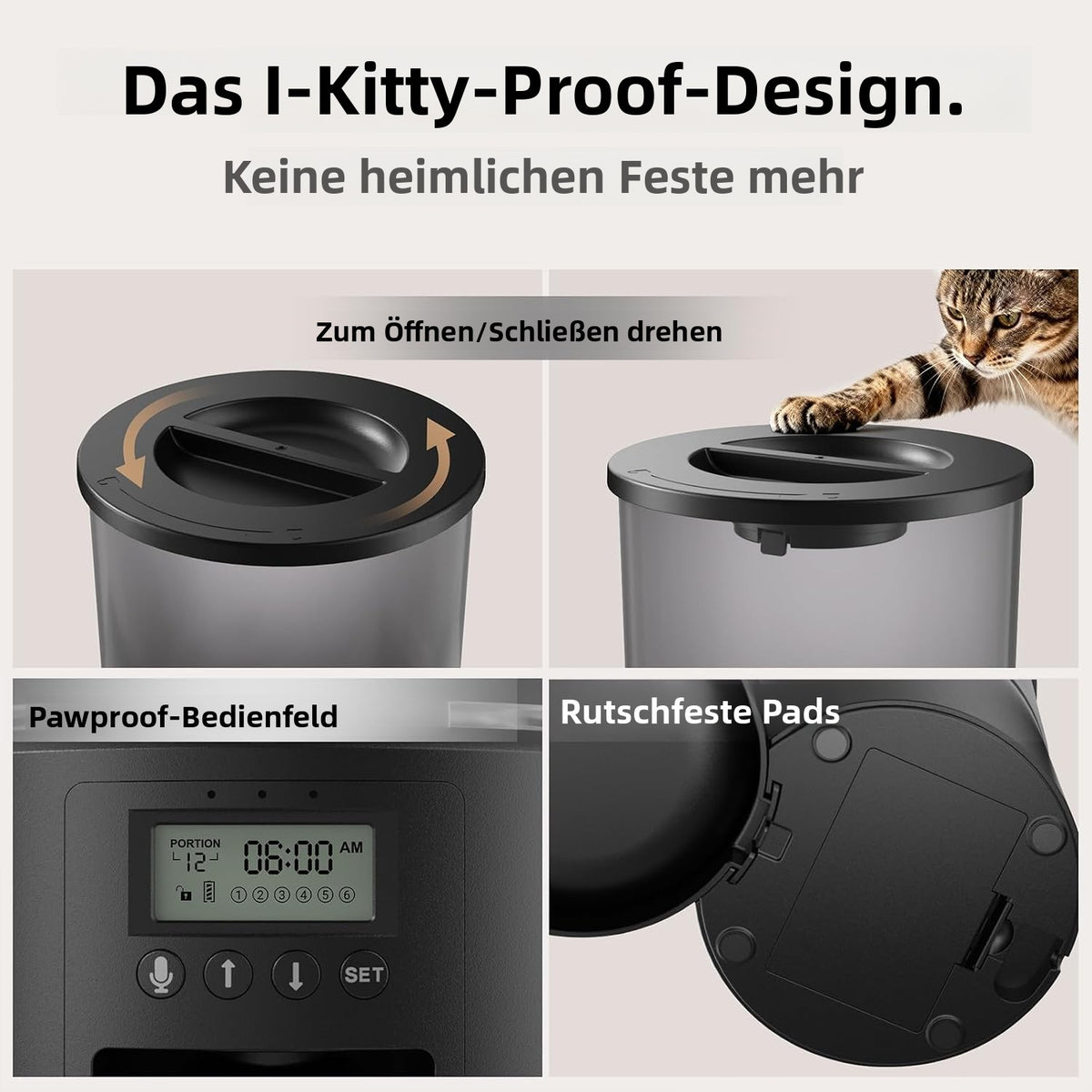 Automatischer Futterautomat für Katzen, 4,2 l – Produktansicht 2