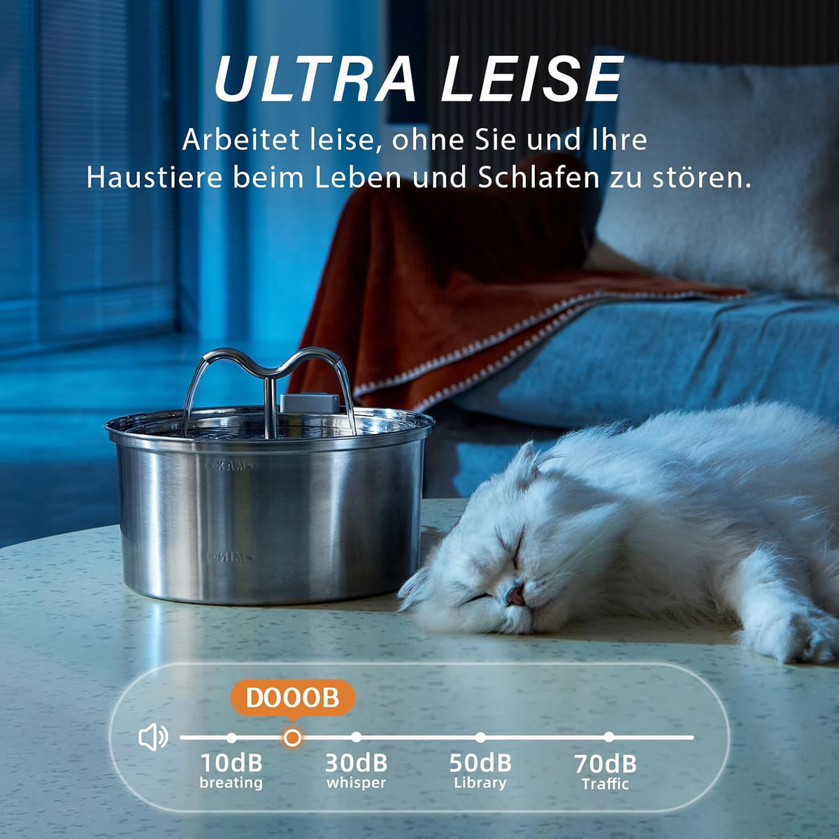 DOOOB Edelstahl-Katzenbrunnen Produktansicht 3