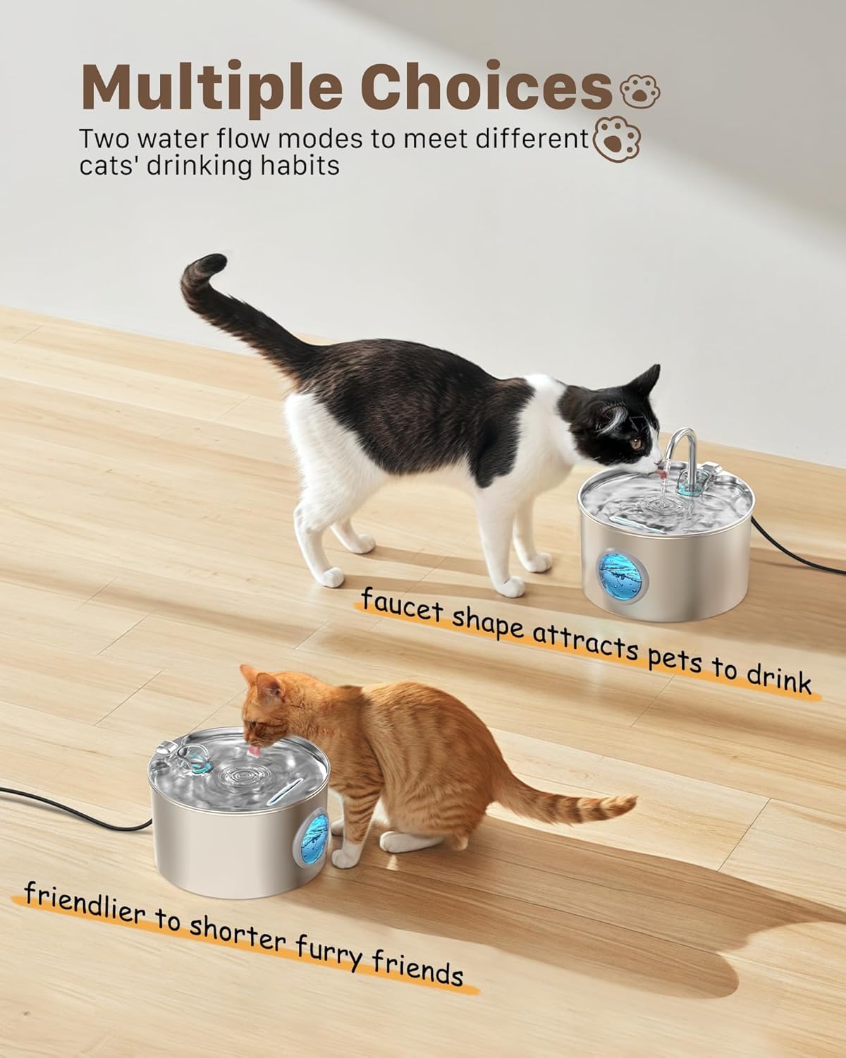 GIOTOHUN Edelstahl-Katzenbrunnen Produktansicht 5